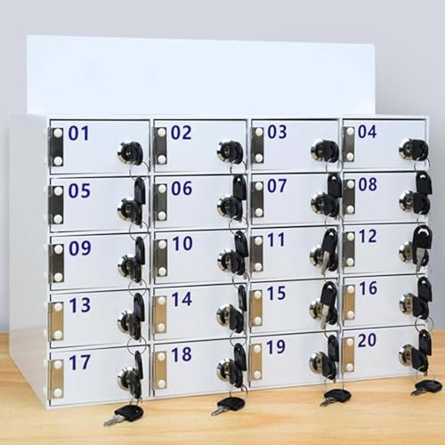 Handy-Aufbewahrung Weißer Acryl-Handy-Aufbewahrungsschrank Verdickter An Der Wand Montierter Abschließbarer Handy-Spind Für Mitarbeiter,50doors