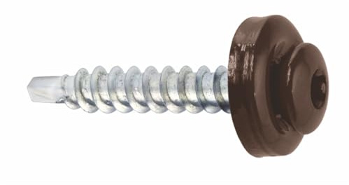 KLIMAS Spenglerschrauben Trapezblechschrauben Bohrschrauben mit EPDM Dichtscheibe für Holzunterkonstruktionen Torx TX-20 (RAL8017 - Schokoladenbraun)