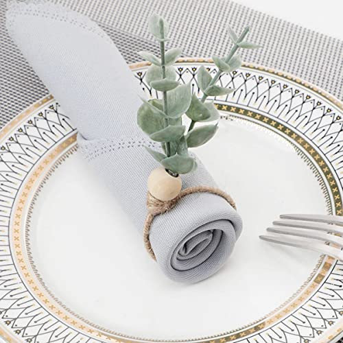 Milgeo Serviettenringe aus Eukalyptusblatt, Boho-Stil, geeignet für Hochzeit, Weihnachtsfeier, Tischdekoration, geeignet für Frühling Sommer Familienessen Ostern Hochzeit Party Tischdekoration (9