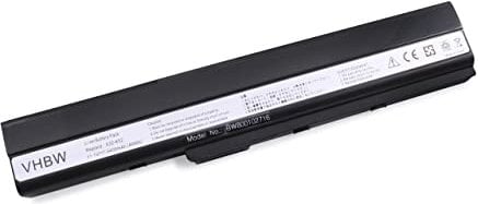 vhbw 1 x Battery Compatible with Asus K52, K42Jr, K52f-a1, K42JP, K52f, K42JZ, K42JY, K42N, K42JV Notebook (4400mAh, 11.1V, Li-ion)