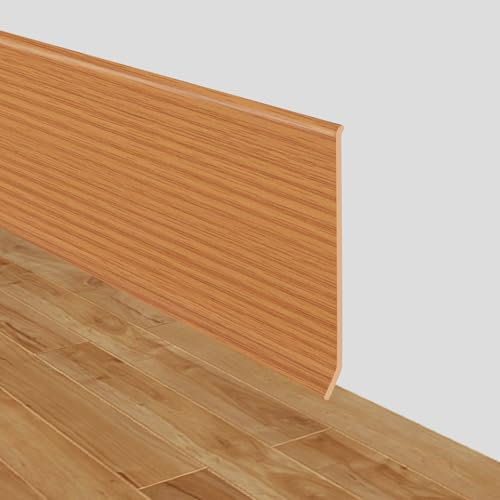 Weichsockelleiste selbstklebend PVC Sockelleisten flexible Sockelleiste selbstklebend 10cm breit Fussleisten Bodenleisten Vinyl Wandsockelleiste (Gelb Holzmaserung, 10cm×12m)