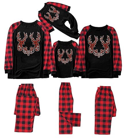 Allbestop Carreaux Tendance pour Couples,Pyjama Demon Slayer Pantalon Enfant Chaud Hiver Combinaison Noel Homme Cadeau Noel Couple Cadeau Famille Personnalisé Vêtements Parent-Enf(Rouge-4,XL)