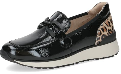 Caprice Damen Slipper aus Leder Bequem, Schwarz (Black Naplak), 36 EU