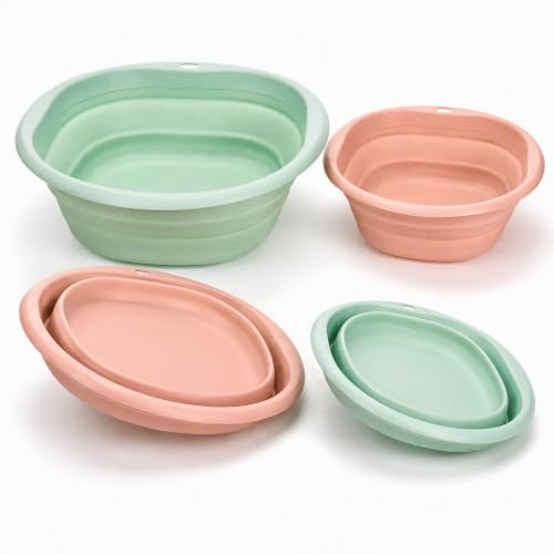 Cedilis Set of 4 Collapsible Wash Basin, 2.5L & 4.5L Foldable Washing Tub | Plastic Bottle Sink Basket, Portable Dish Tub Basin for Laundry, Camping, Trip, Travel
