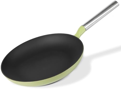 KOKHUB Titanium Enamelled Cast Iron Skillet 28 cm, Non Toxic PFOA/PFAS-Free Frying Pan, Non Stick Cooking Pan, Induction Hob Cookware, Oven Safe, Compatible with All Cooktops, Sage Green