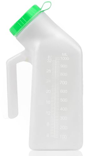 Zyiphor Botella Orinal para Hombre 1000 ML Urinario Portatil Hombre Cuña Orinal Unisex Orinal Adulto Hombre Orinal Hombre con Tapa Botella para Orinal Masculino