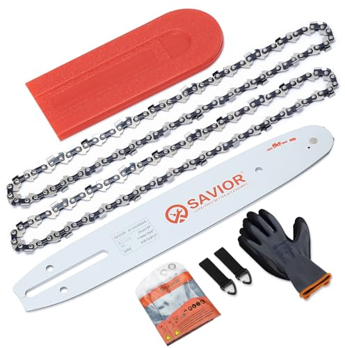 2 catene per motosega con protezione guida e guida da 25 cm, 3/8 LP 40 maglie da 1,1 mm, compatibili con Makita DUC254, Einhell GE-LC 18/25 Li, Husqvana e altri