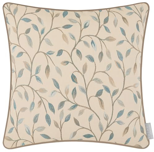 Voyage Maison Cervino Feather Filled Cushion – Floral Woven Jacquard Textured Heritage Luxury Country Décor (Duck Egg - 43x43cm)
