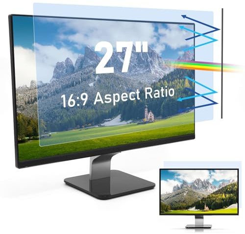 SOPPY 27 Inch 16:9 Blue Light Blocking Screen Protector, Compatible for Samsung Dell Acer HP ASUS Monitors(WxH: 598 x 337 mm) - Anti-UV Blue Light Blocking Film, Eye Protection Filter, 1 Pack
