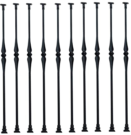 Kit de rampe d'escalier carré noir de style européen extra haut pour escaliers en bois, porches, jardins et piscines. Parfait pour la sécurité et la décoration