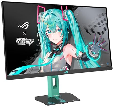ASUS ROG Strix XG27ACMEG-G Hatsune Miku Edition - Monitor Gaming de 27, 2560 x 1440, 260Hz, 0,3 ms, Fast IPS, ELMB Sync, USB Tipo C, G-Sync, DisplayWidget Center, Rosca para trípode, HDR, Aura Sync