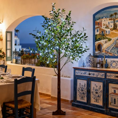 UISEBRT LED Beleuchteter Olivenbaum,Lichterbaum mit Blätter,IP44 Wasserdicht Weihnachtsbaum für Weihnachten Hochzeit Geburtstag Party Frühling Innen Aussen,150cm mit 240 kaltweißen LEDs