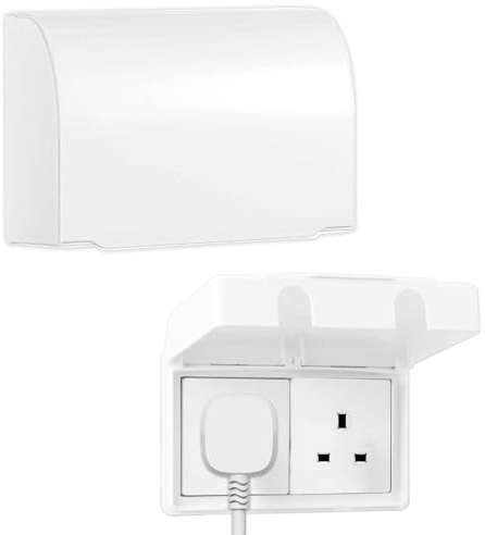 2 Pcs Socket Protector Cover Double Socket Cover Waterproof Cover Box | Plug Socket Covers UK Electrical Outlet Protector Safety Durable Suitable for Home Kitchen School Nurseries White