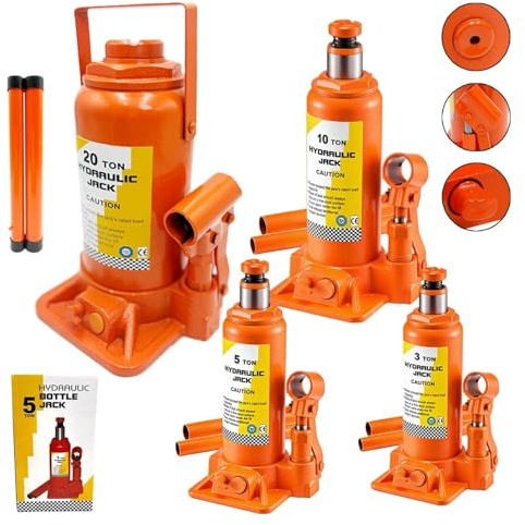 Flaschenwagenheber 20T (20000kg) Hydraulisch – Stempelwagenheber/Wagenheber Auto – Hubhöhe 225–425 mm – Verstellbarer Schraubkopf – CE & TÜV – Für LKW, Traktor, BAU & Industrie