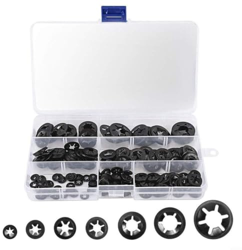Bordfly Sicherungsscheiben,Sprengring Set,280-tlg. Sicherungsscheiben-Set Mit Innenverzahnung Aus 65Mn Stahl, M3-M12 Sortimentsbox