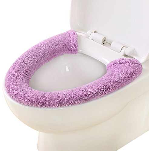 FakeFace Wärmer WC-Sitzbezug WC-Sitz-Pad, Verdickte Toiletten Sitzbezug Sitz Abdeckung für Universal Toilettensitz, Toilet Seat Cover, waschbar, Lila
