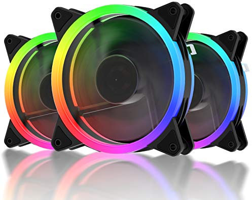 upHere 120mm RGB Case Fan Fan,Quiet Edition High Airflow LED Case Fan for PC Cases-3 Pack,RGB123-3