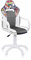 duehome | DRW Sticker, Silla Gamer, Silla de Oficina Gaming Estudio o Escritorio, Acabado en Símil Piel Blanco, Gris y Sticker, Medidas: 46,5 cm (Ancho) x 46 cm (Largo) x 98-109,5 cm (Alto)