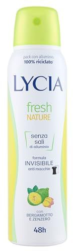 Lycia, Nature Ingwer und Yuzu, Deodorant-Spray mit natürlichem antibakteriellem Mittel, langanhaltende Frische, wirksam bis zu 48 Stunden, ohne Aluminiumsalze, 150 ml, Verpackung kann variieren
