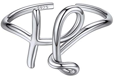 ChicSilver Buchstabe H Ring Damen Silber verstellbare Ring Partner Ring für Paar Pärchen