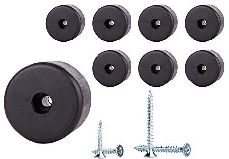 Lot de 8 pieds de meubles ronds de 50 mm de diamètre, hauteur 35 mm, matériau plastique, vis incluses (8)