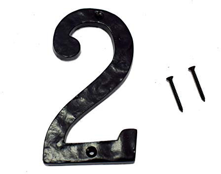 WIGANO 5.5Hotel House Door Numbers Cast Iron Black (2 (Two))