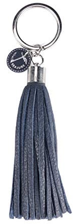 Seajure Porte-clés pompon en cuir bleu marine