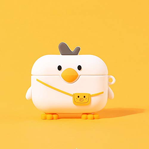 Compatible for AirPods Case Pro White Bag Duck ，Kids Teens Girls Boys Women Protective Silicone Skin for AirPod Case Cute Duck, Funny Kawaii Fashion Cartoon 3D Cover for AirPods Pro with Keychain