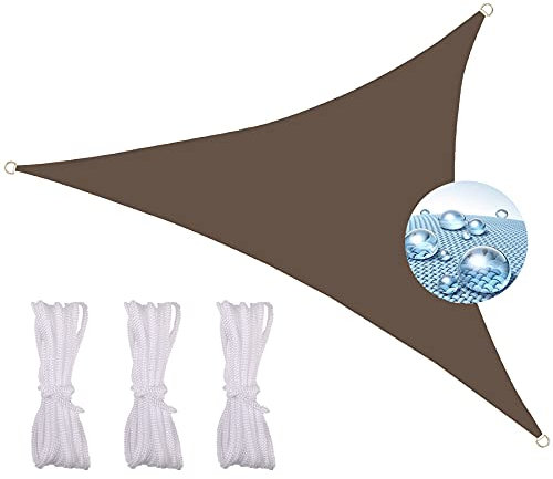 DYKL Tenda A Vela Quadrata 4X4X4M, Completa di Corda Hdpe Traspirante Giardino Terrazza Piscina Vela Tenda Esterno -Marrone