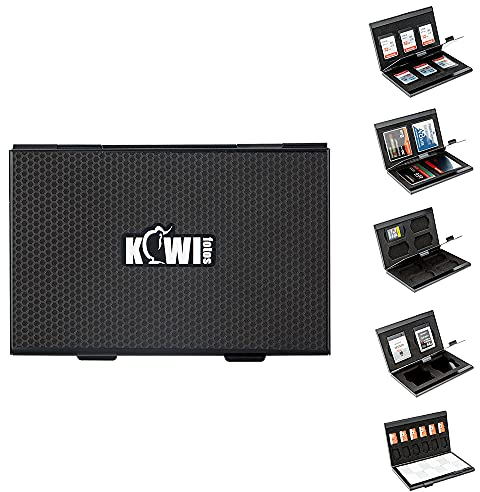 KIWIFOTOS Metal Memory Card Case Carrying Holder Storage for SD MicroSD CF XQD CFexpress Type-B CFexpress Type-A Cards with 5 Exchangeable Soft EVA Foam Inserts