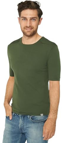 DANISH ENDURANCE Merino Shirt Herren, Kurzarm Funktionsshirt, Atmungsaktiv & Temperaturregulierend, Grün, XXL