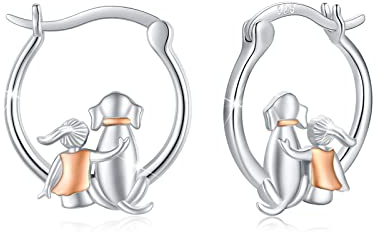 Ohrringe Creolen Mädchen,925 Silber Mädchen und Hund/Katze/Pferd Ohrringe Kreolen Katzen Schmuck Tier Katze Weihnachten Geschenke für Frauen Kinder