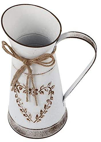 HEMOTON Vintage Style Metal Flower Vase Chic Iron Flower Bucket for Home Decor Rustic Centerpiece for Office Boutique and Dessert Shop