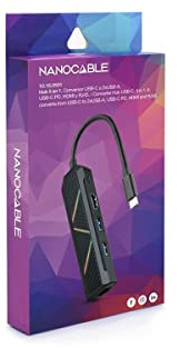 NANOCABLE 10.16.0501 - USB-C HUB 3xUSB-A+USB-C Charging+HDMI+RJ45+TF+SD+Audio