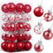 Weihnachtskugeln Christbaumkugeln Kunststoff Rot 6 cm 30 Stück, Weihnachtsbaumkugeln Plastik mit Schlüsselband, Weihnachtsbaumschmuck Christbaumschmuck Baumschmuck Weihnachten Set Weihnachtsschmuck