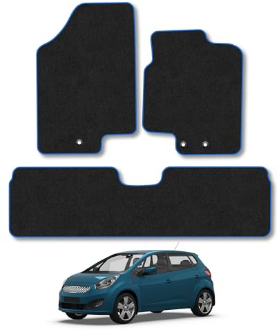 Fits Kia Venga (2010-2019) Carpet Car Mats | Blue Edge Trim Tailored Fit Floor Mats Full Coverage Protection Accessories Easy Clean Anti Slip Made in the UK