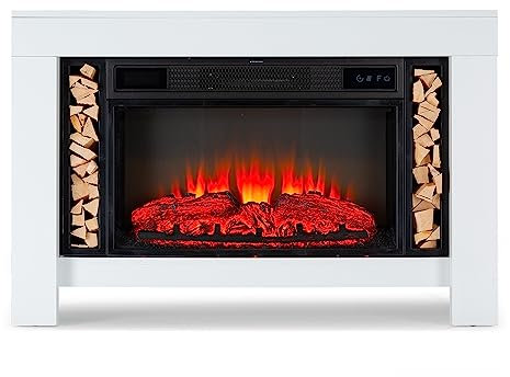 Klarstein Chimenea Electrica Pared, Estufa sin Leña de Interior, Chimeneas Electricas Decorativas 1900W, Llama LED, Chimenea Decorativa con Mando a Distancia, Temporizador y Efecto Real Troncos