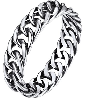 Bestyle Herren Bandring für Männer Gothic Ring aus 925 Sterling Silber Panzerkette Fingerring Hip Hop Punk Schmuck Partner Geschenke 67