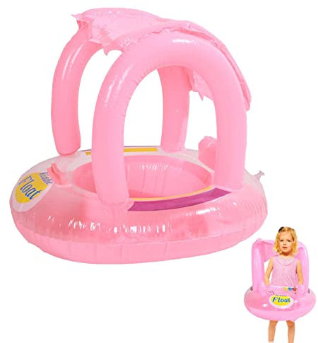 Aibyks Piscine pour bébé - Piscine pour Nouveau-né sans retournement avec Protection Solaire UPF50+,Piscine Non Gonflable pour bébé avec accoudoir, flotteurs