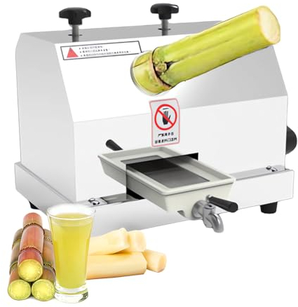 QUTBAG Spremiagrumi Manuale Commerciale per Canna da Zucchero, Pressa per Canna da Zucchero in Acciaio Inossidabile A 3 Rulli, Pressa per Estrattore A Manovella con per Ristorante Snack Bar Negozio