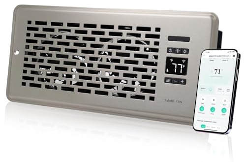 SANYCASA Register Booster Ventilator für 10,2 x 25,4 cm Registerlöcher, leiser Entlüftungsventilator Booster mit intelligentem Thermostat, verbessert die Heizungskühlung, App-Steuerung, 10