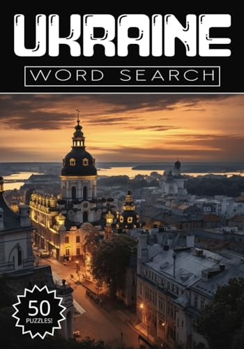 Ukraine Word Search: 50 Europe Puzzles, Word Find, Vocabulary Activity Book for Kids, Adults and Seniors, 50 pages