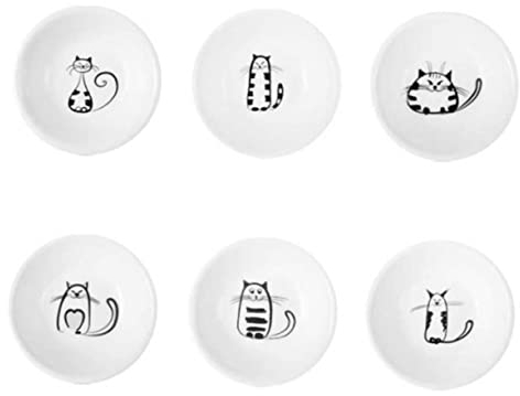 IMIKEYA Ensemble De 6 Bols À Sauce En Céramique À Motif De Chat/noir Élégants Pour Et La Salle À Manger