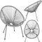 SPRINGOS Acapulco Gartenstuhl Grau 73x40,5x87 cm – Loungesessel aus PE-Rattan mit Metallrahmen, Bequemer Retro-Stuhl für Innen & Außen, Wetterfest & Stabil