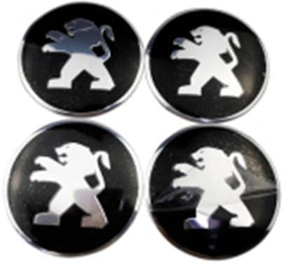 ZGCYK 4 Pièces Voiture Cache-moyeux Autocollant pour Peugeot 206CC 207CC 3008 307CC 307SW 56MM Car Hub Center Cap Wheel Covers Pneus et Jantes Stickers Accessoires,BlackSilver-B