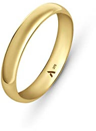 Amberta Allure Unisex Hochzeits Ring aus 9K Gold: Dicke 3.5 mm - Innen Umfang - Größe 63 mm