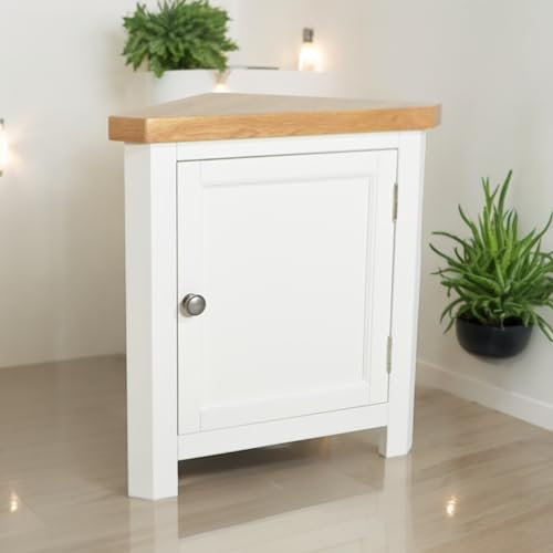 GROFurniture Snow White Painted Corner Cabinet, Small Triangle Cabinet Storage Cupboard for Lvingroom, Bathroom & Hallway, ASSEMBLED Oak furniture