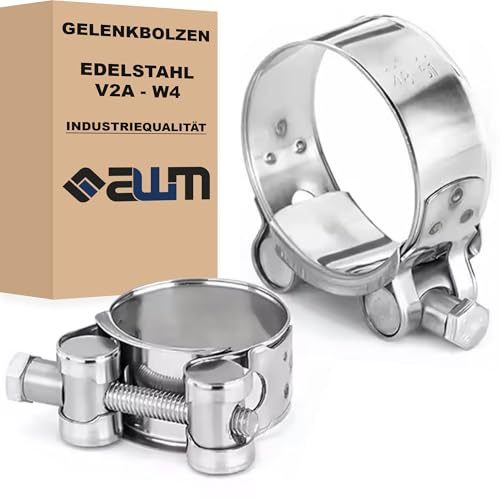 Gelenkbolzenschelle Edelstahl PREMIUM V2A-W4 Schlauchschellen Spannbackenschelle Auspuffschellen Gelenkbolzen Schelle (1, 64-67 mm)