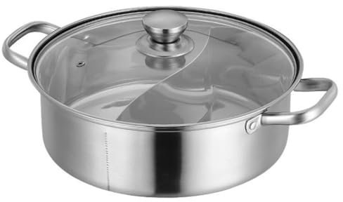 VEXDOSLE Olla para Caldo Olla de Acero Inoxidable de Doble Sabor Olla Caliente for Carne de Res Olla for Sopa Olla Espesa de Dos sabores Olla doméstica de Gran Capacidad Olla para Sopa