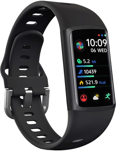 FITVII FINO 2 Slim Fitness Tracker, reloj inteligente con oxígeno en sangre, monitor de sueño, frecuencia cardíaca 24/7 y presión arterial, IP68 impermeable, seguimiento de actividad de salud con